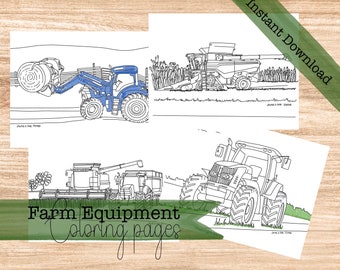 Tractor Coloring Pages: Farm Equipment Printables (Digital Download)