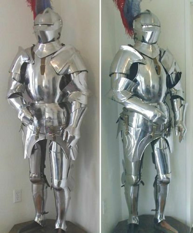 Collectibles Medieval Knight Suit Of Armor | 15th Century Combat Armour Suit | Full Body Suit of Armour With Wooden Base | Halloween Gift