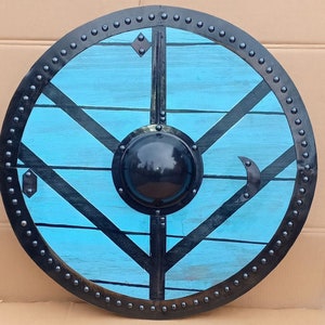 Medieval Great Vikings Lagertha Round Wooden Shield LARP Reproduction Shield Cosplay Knight Shield Medieval Viking 24 diametric Shield image 9