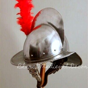 Mittelalterlicher Kammhelm | Morion Stahlboot Spanischer Helm | Mittelalterlicher Konquistador Kostüm Helm | Helm mit Jet Face Helm