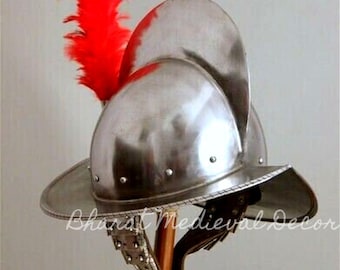 Medieval Spanish Comb Helmet | Morion Steel Boat Spanish Helmet | Medieval Conquistador Costume Helmet | Open Face Combat Halloween Helmet