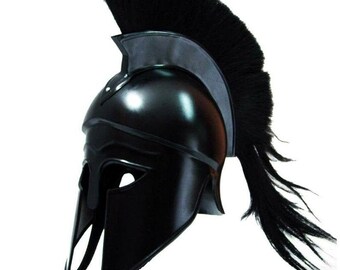 BLACK TROJAN 300 Spartano Greco Troy CASCO CON SUPPORTO Armatura Medievale Costume 