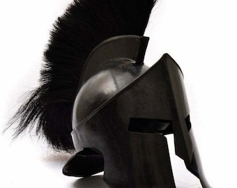 Medieval Black King Leonidas Spartan Helmet | 300 Movie Fully Functional Helmet | Great Spartan Warrior Helmet | Replica Wearable Helmet