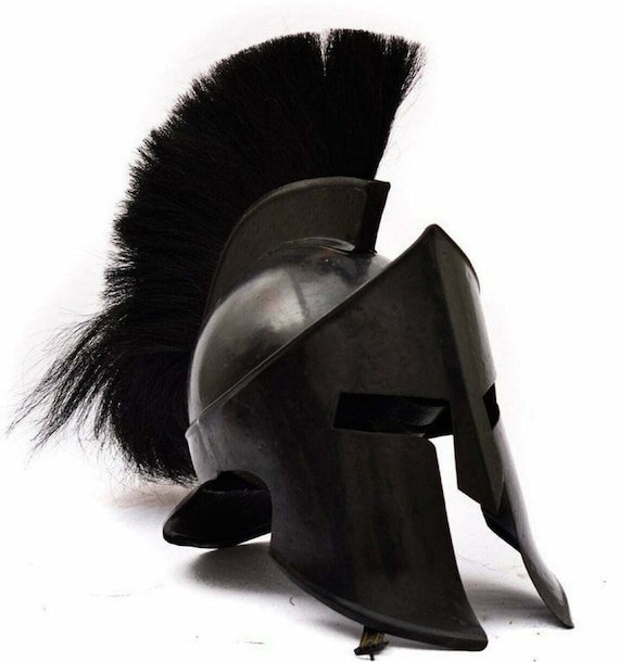 Medieval Black King Leonidas Spartan Helmet | 300 Movie Fully Functional Helmet | Great Spartan Warrior Helmet | Replica Wearable Helmet