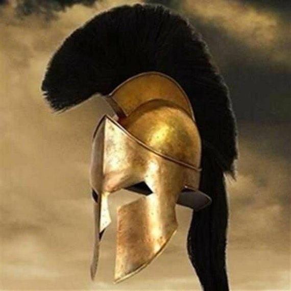 Casque Romain Spartiate En Laiton Doré – Casque Médiéval 300 Film – Idéal LARP, SCA, Cosplay & Halloween