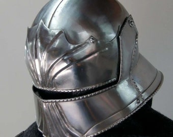 Blackened 18 Gauge Steel Medieval Helmet / Paladin Movie Sallet Type Helmet / Halloween Gothic Helmet / Best Medieval Gift
