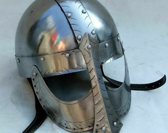 Medieval Ragnar Lothbrok Viking Helmet | Norman Warrior LARP Helmet | Knights Warrior Costume Helmet | Viking Norse Helmet | Halloween Gift