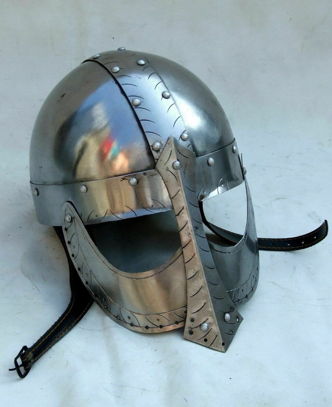 Medieval Nasal Helmet ~Battle Warrior Costume 18 Gauge Steel larp Helmet~ Viking 