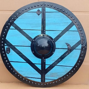 Medieval Great Vikings Lagertha Round Wooden Shield LARP Reproduction Shield Cosplay Knight Shield Medieval Viking 24 diametric Shield image 1