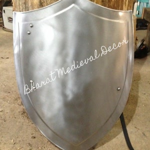 Medieval Heater Shield | SCA LARP 18GA Re-enactment Cosplay Heater Shield | Functional Armour Knight Battle Handmade Shield | Halloween Gift