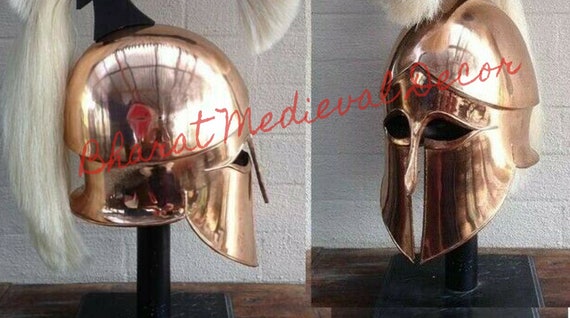 Middeleeuwse Romeinse Spartaanse Griekse Korinthische HELM Larp Sca Role-Play Armor Helm Griekse Korinthische Helm met zwarte Pluim & Zwarte Finish door historicalmuseumstore