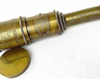 Telescopio marino victoriano de 18 pulgadas / Antiguo catalejo náutico de latón / Decoración de barco / Ideal como regalo