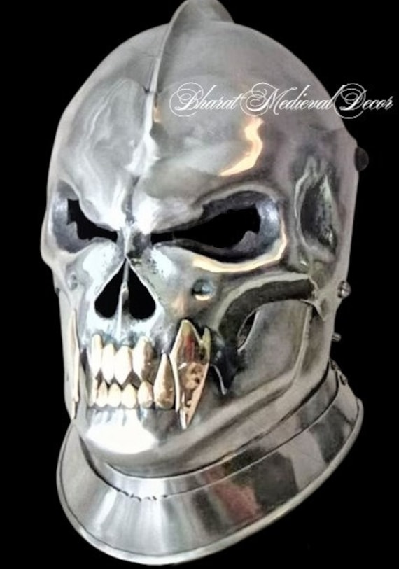 Medieval Old Demonic Face Kazar Helmet | Ghost Skull Grand Marquis Of Hell Battle Larp Armor Helmet |Battle Ready Historical Cosplay Helmet