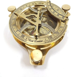 BRASS ARMILLARY SPHERE Globe Clock Spherical Astrolabe Vintage Compass