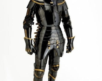 Medieval Black Armour Suit | Combat Full Body Halloween Armor Suit | Full Body Armor Suit | Larp Reenactment Warrior Halloween Costume