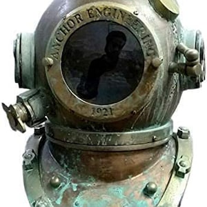 Vintage Rare Antique Diving Helmet | Royal Navy Mark V Divers Diving Heavy Helmet | Deep Sea Divers Anchor Engineering Old Helmet | Gift