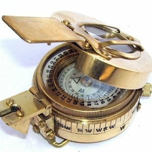 Solid Brass WWII Military Compass Pocket Compass Gift, Brass