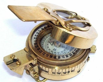 Solid Brass British Prismatic Engineer's WW2 Compass Replica | Antique Nautical British Prismatic Military Vintage Pocket Compass |Best Gift