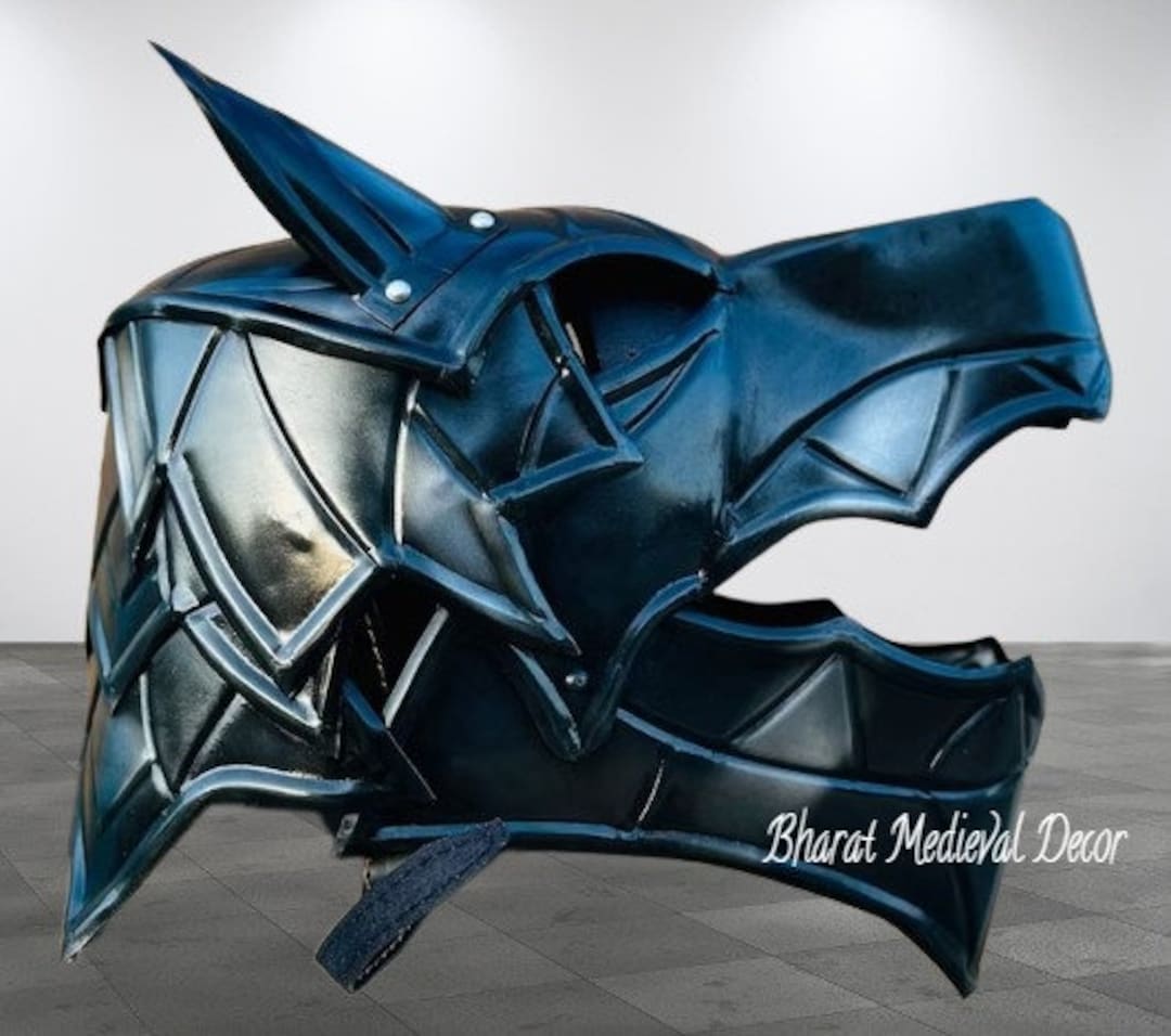 Medieval Great Wolf Head Helmet | Blackened Steel Viking Fox Medieval Great Wolf Head Helmet | Blackened Steel Viking Fox