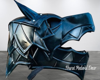 Medieval Great Wolf Head Helmet | Blackened Steel Viking Fox Helmet | Best Replica Wearable Helmet With Inner Liner | Best Halloween Gift