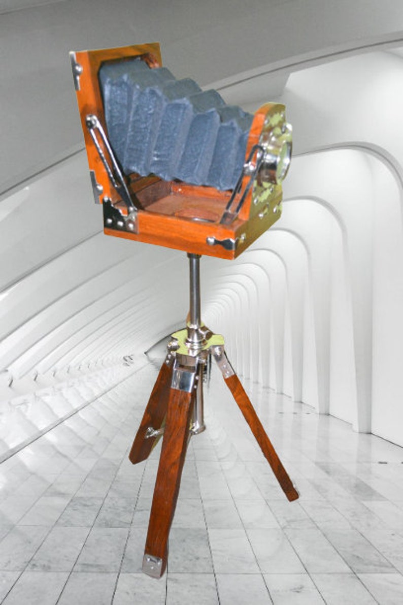 Antique Vintage Look Wooden Film Camera With Wooden Tripod ~ Home ...