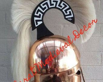 Medieval Greek Corinthian Helmet | 18GA SCA LARP Re-enactment Armor Helmet | Ancient Wearable Corinthian Helmet With Plume | Halloween Gift