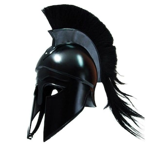 Casco griego corintio medieval / Casco griego espartano portátil con penacho negro / Casco de caballero griego / El mejor regalo de Halloween