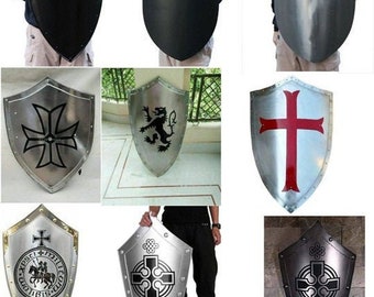 Medieval Templar Shield, Heater Shield, Lion Shield, Black Blank Shield, 14th Century Cosplay Shield, Halloween Shield, Functional Shield