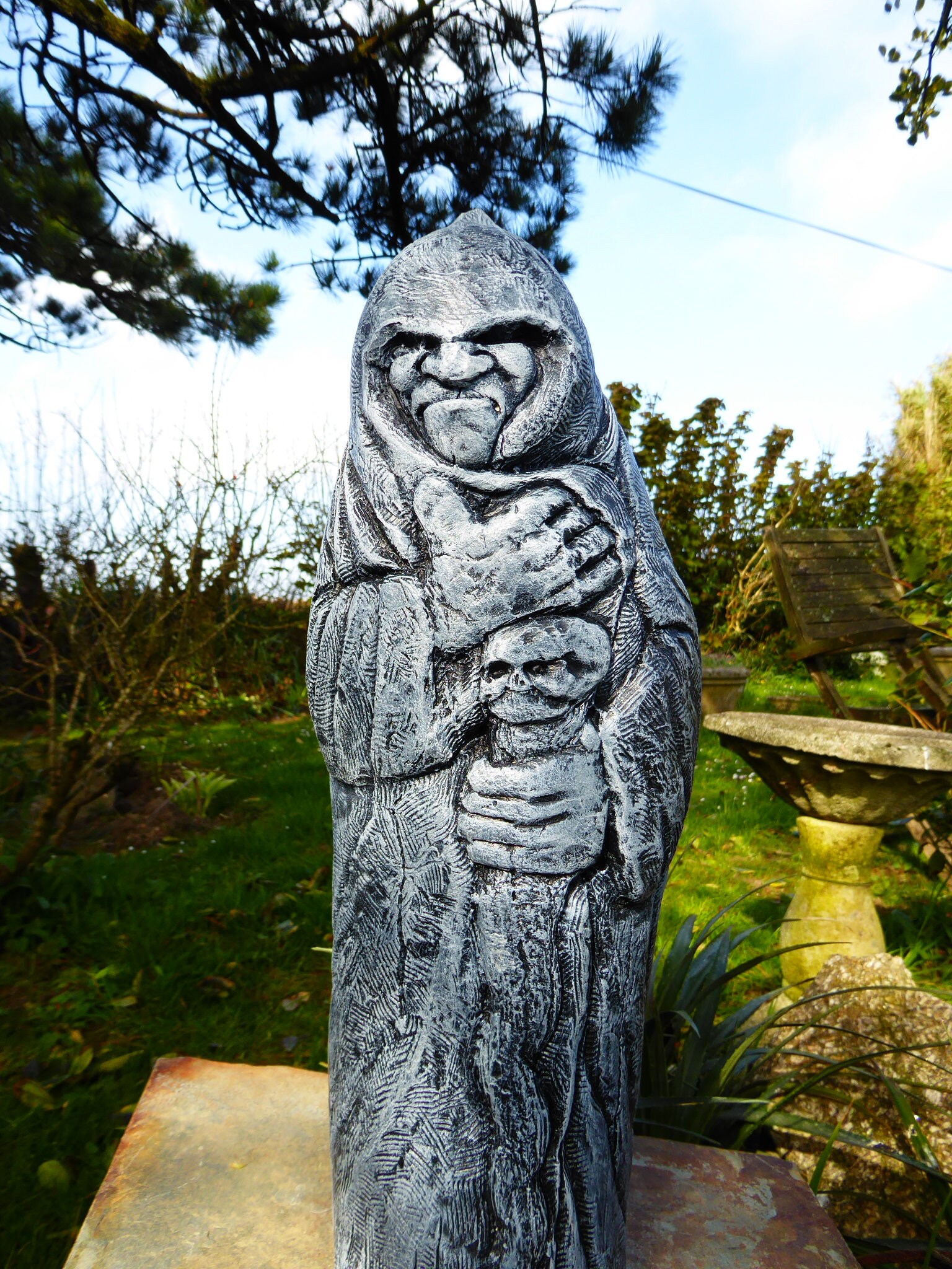 Large Handcrafted Cast Stone Grim Reaper Garden Statue Gothic Etsy