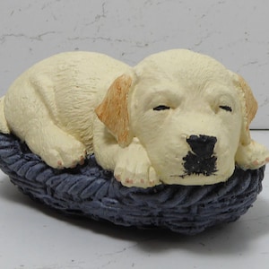 Handcrafted Sleeping Labrador Dog Garden Ornament - Aged Cast Stone