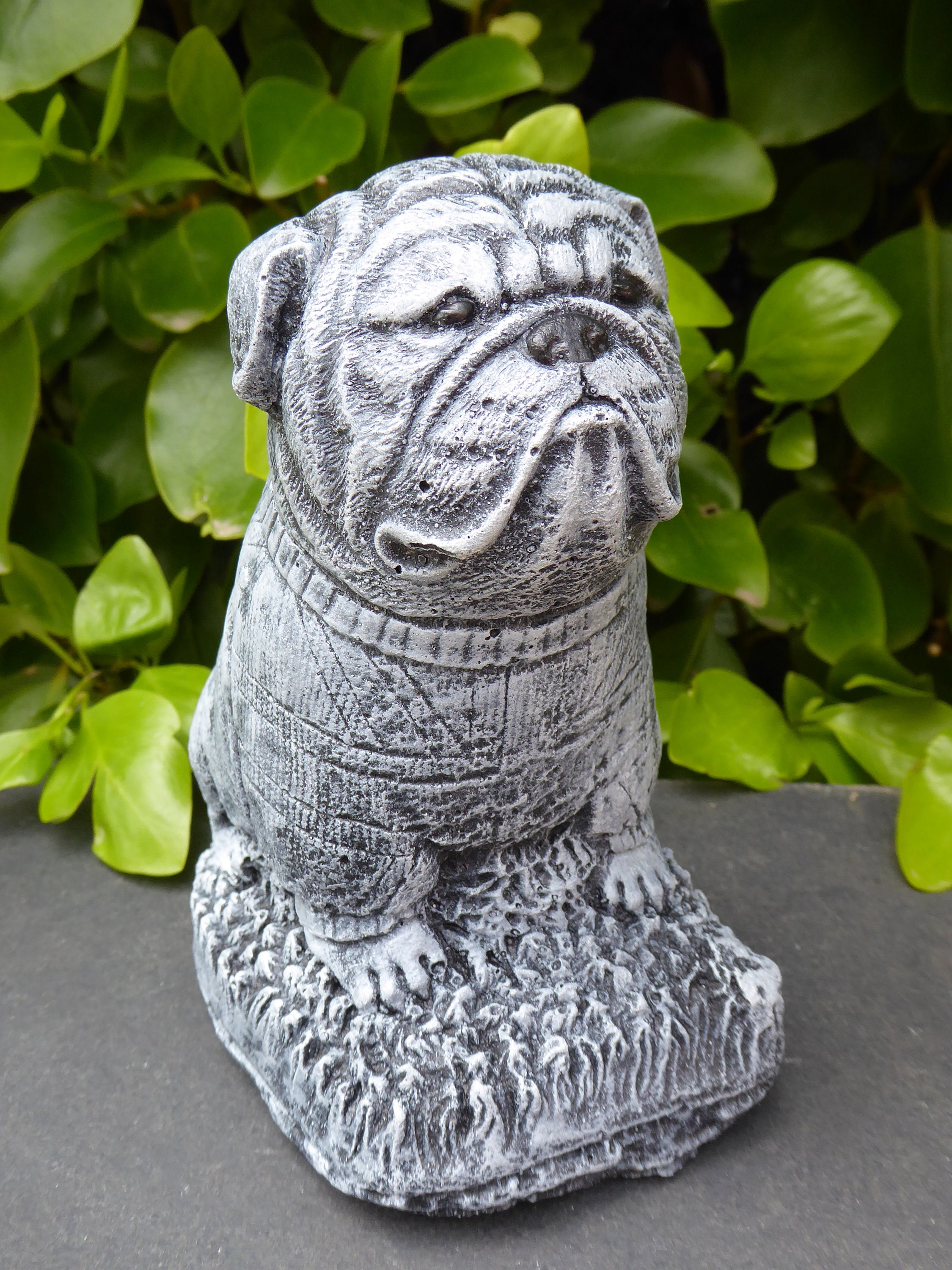 Handcrafted British Bulldog Cast Stone Garden Ornament | Etsy
