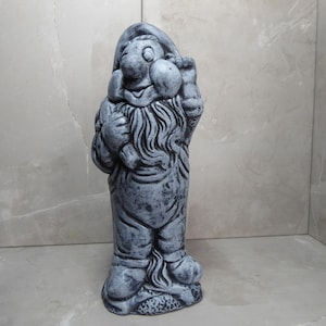 Classic Cast Stone Garden Gnome With Axe over his shoulder 30cm tall