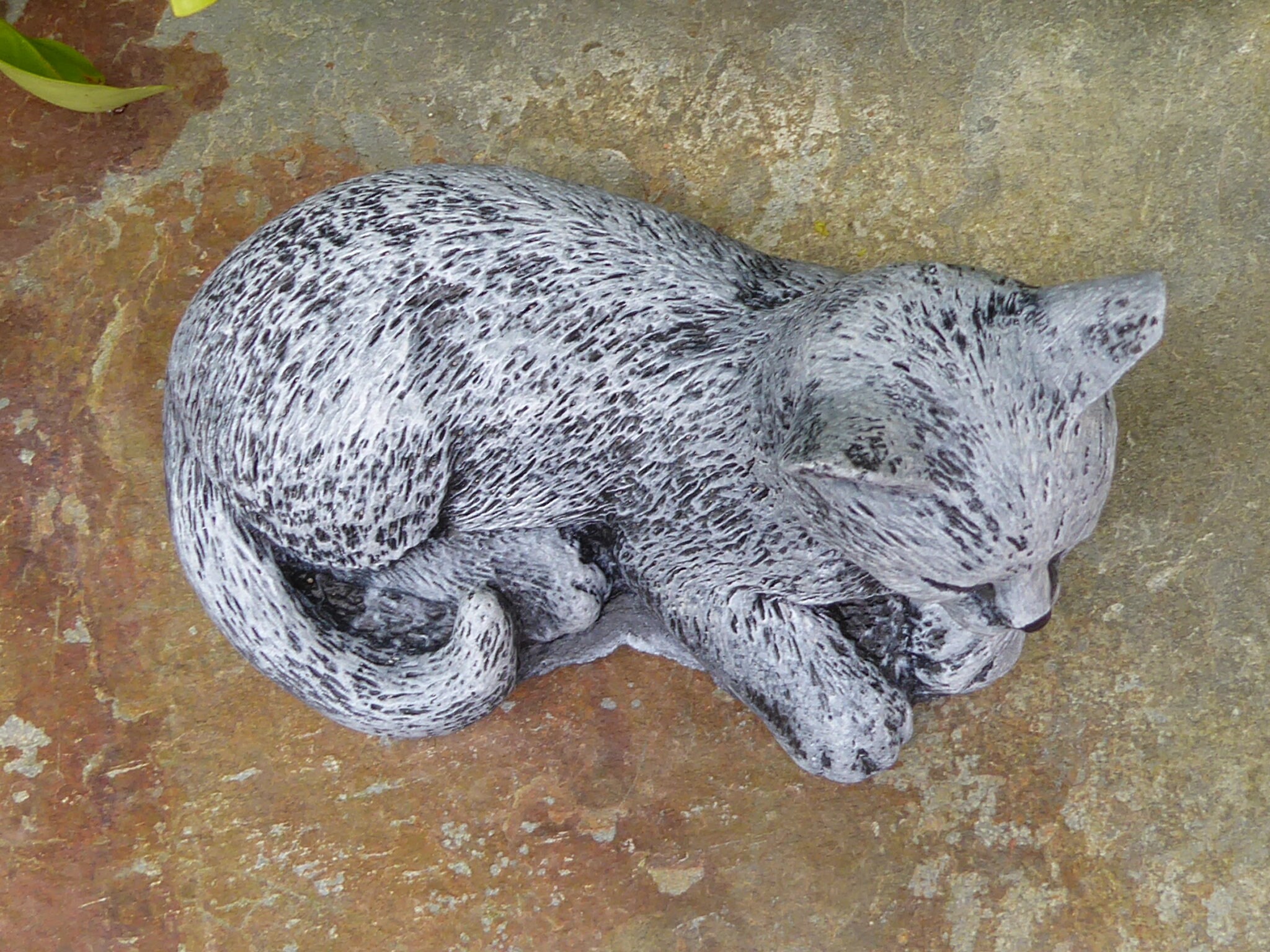 Adorable Cast Stone Laying Cat Garden Ornament Hand Crafted Etsy