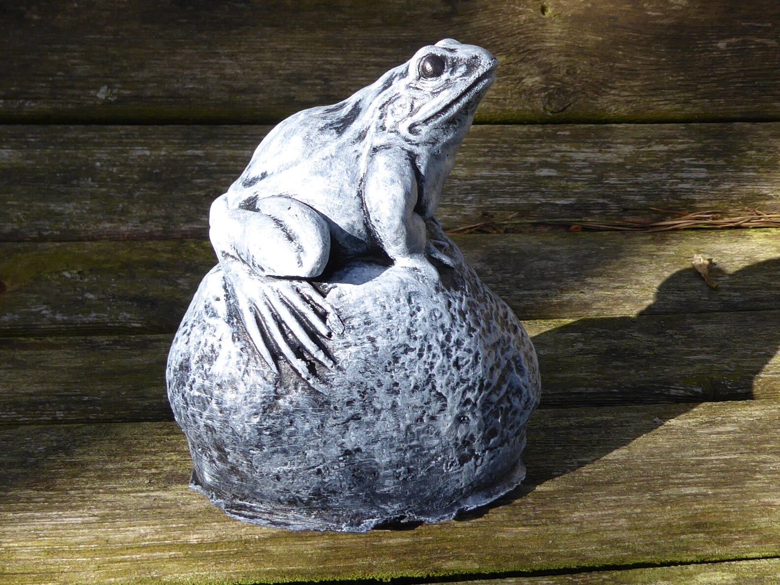 Handcrafted Cast Stone Frog on Stone Garden Ornament Garden Etsy