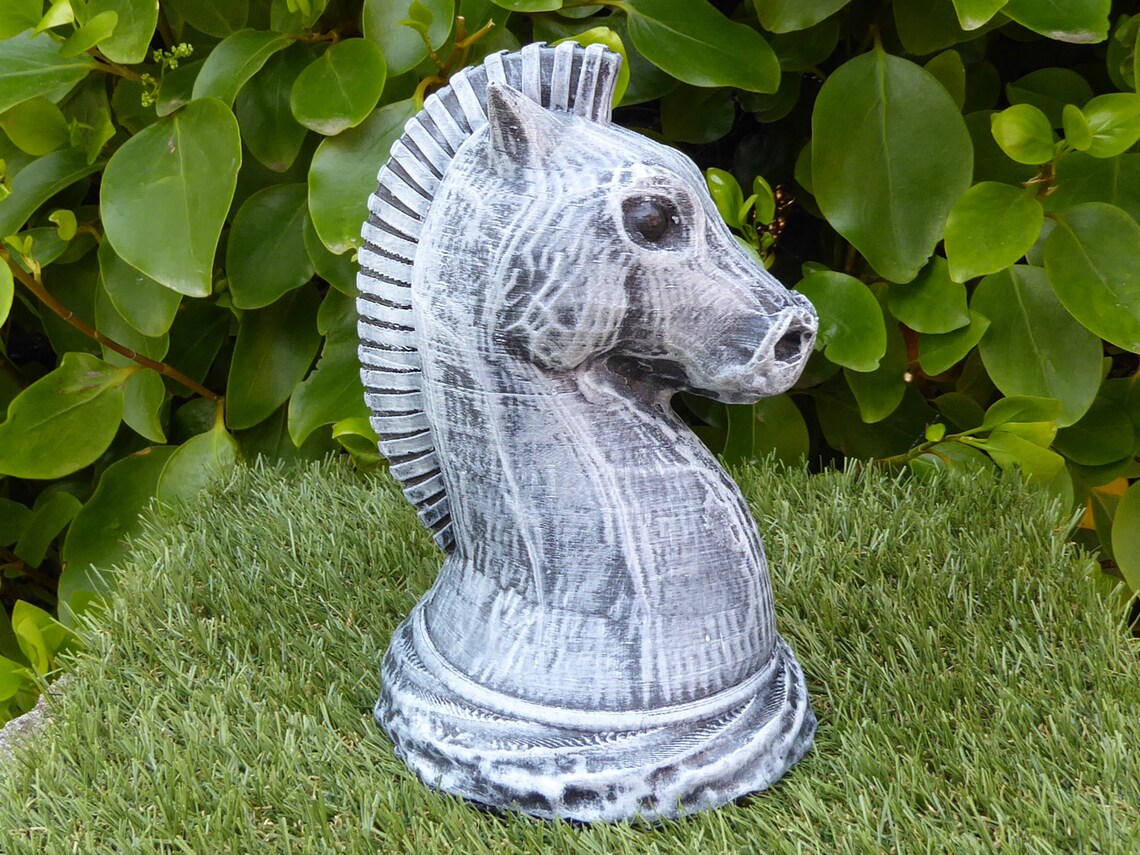 Handcrafted Cast Stone Horse Head Trojan Horse Garden Ornament Etsy