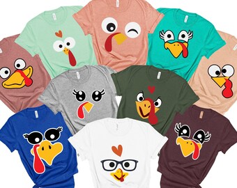 Funny Turkey Face Thanksgiving Shirt: Matching Family Costume