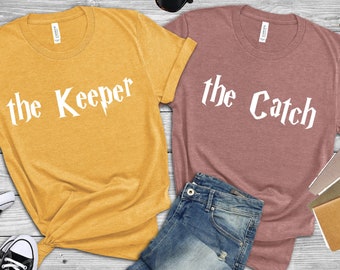 Matching Couples Shirts, The Keeper The Catch, Valentine's Day Soft Cotton Tees