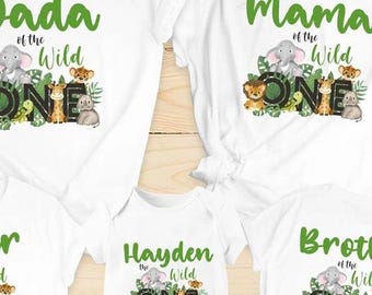Wild One Safari 1st Birthday Shirt: Jungle Theme Family T-shirts