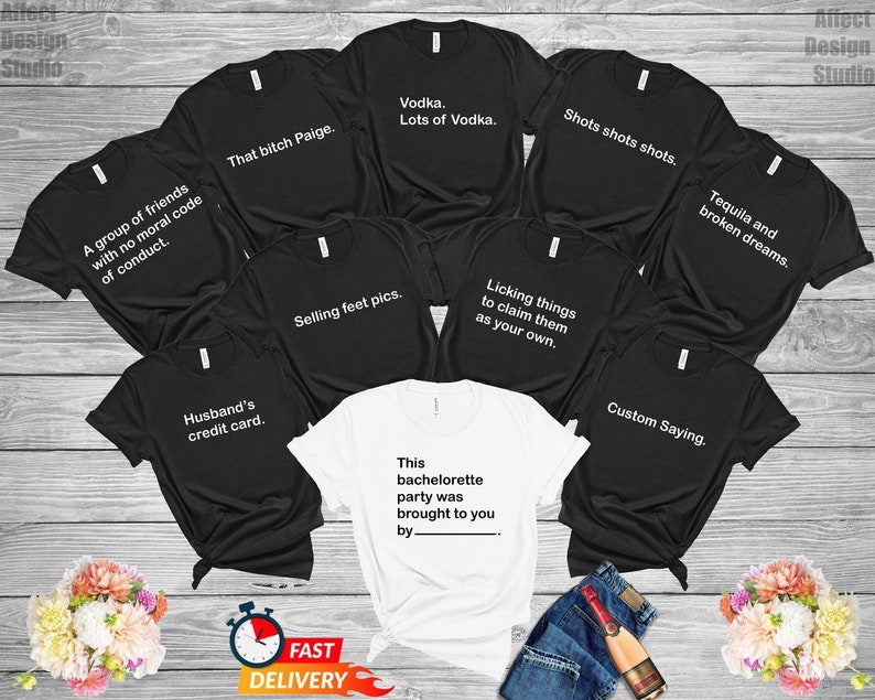 Bridesmaid Gifts, Funny Bachelorette Party Shirts, Cards Against Humanity, Wedding Party, Team Bride Group Outfit, bridal shower favors 