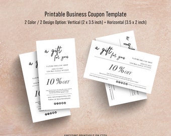 Printable Business Coupon Template, Simple Business Card Size, DIY Coupon, Editable Coupon Template, Instant Download, 3.5x2”