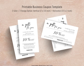 Printable Business Coupon Template, Simple Business Card Size, DIY Coupon, Editable Coupon Template, Instant Download, 3.5x2”