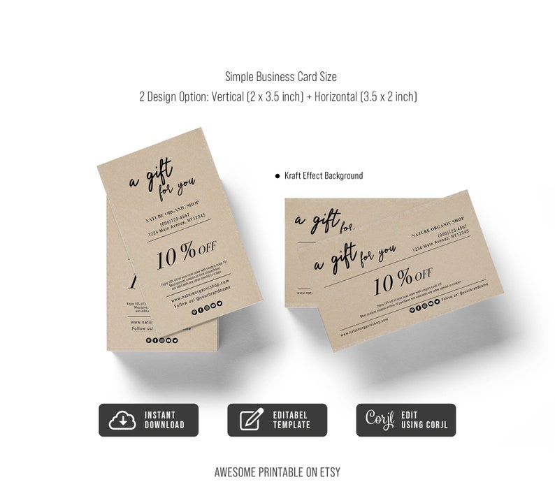 Printable Business Coupon Template, Simple Business Card Size, DIY ...