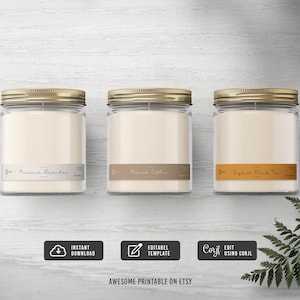 Minimalist Candle Label Template, Editable Design, Modern Style,  DIY, Instant Download
