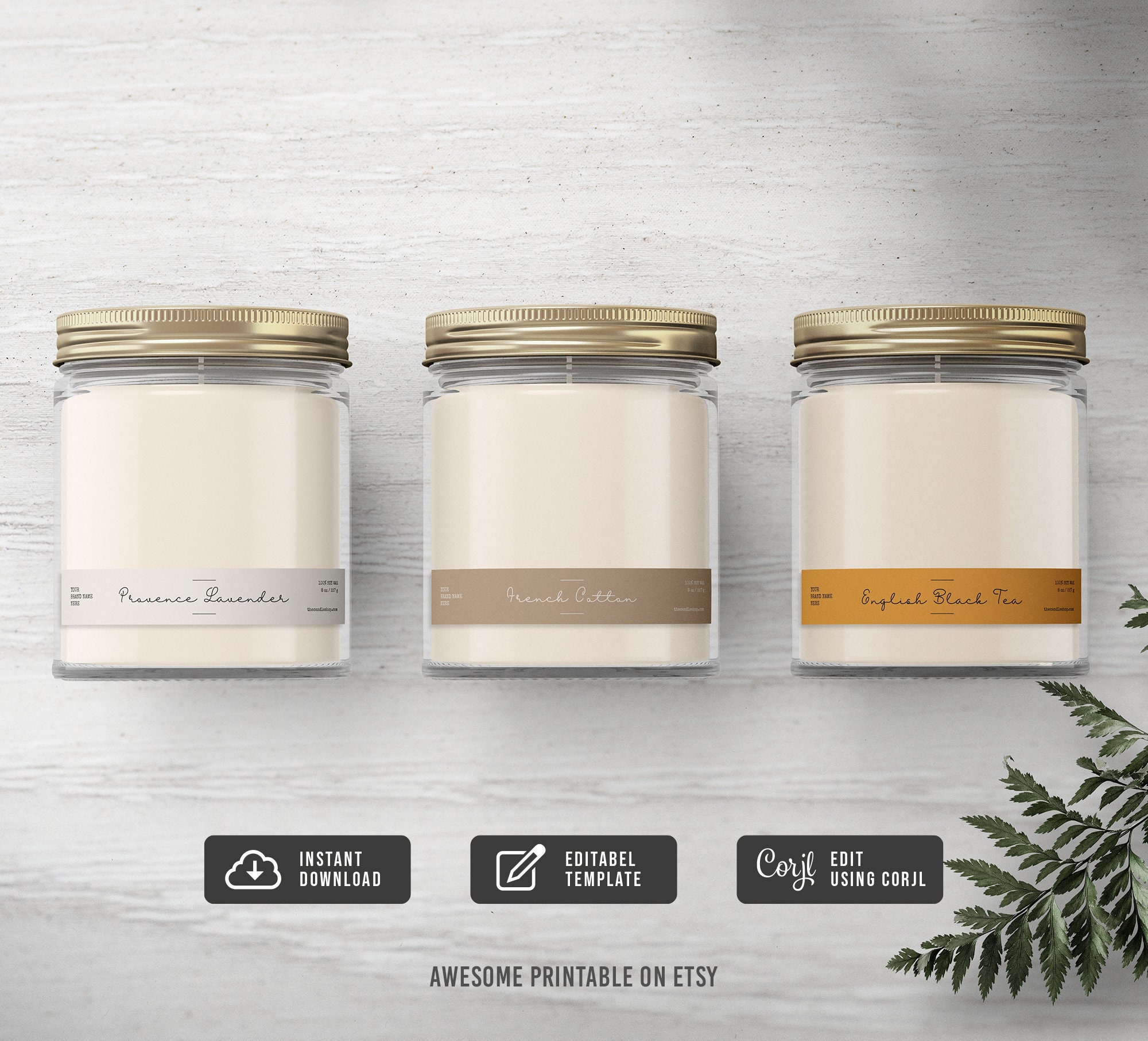 Minimal Candle Label Template, Editable Candle Labels, Printable Candle