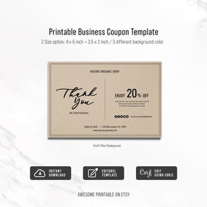 Printable Business Coupon Template, Editable Coupon Template, DIY ...