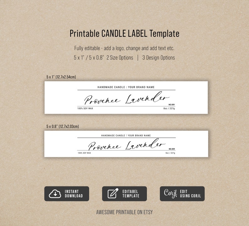 Minimal Candle Label Template Editable Candle Labels Etsy