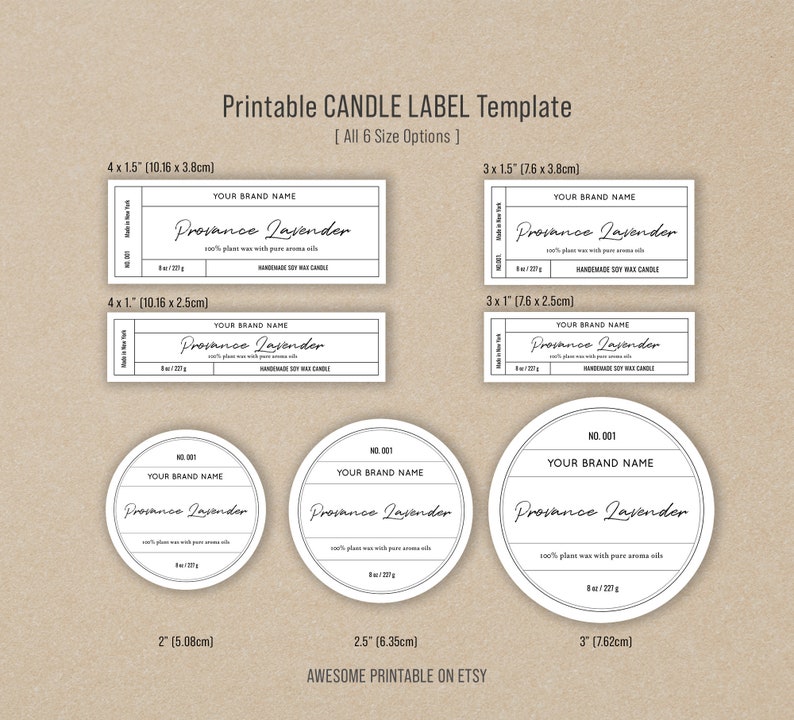 Minimalist Candle Tin Label Template, Printable Wrap Around Candle