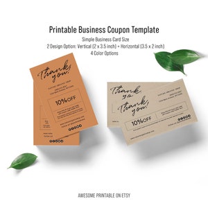 Printable Business Coupon Template, Simple Business Card Size, Card stock, DIY Coupon, Editable Coupon Template, Instant Download, 3.5x2”