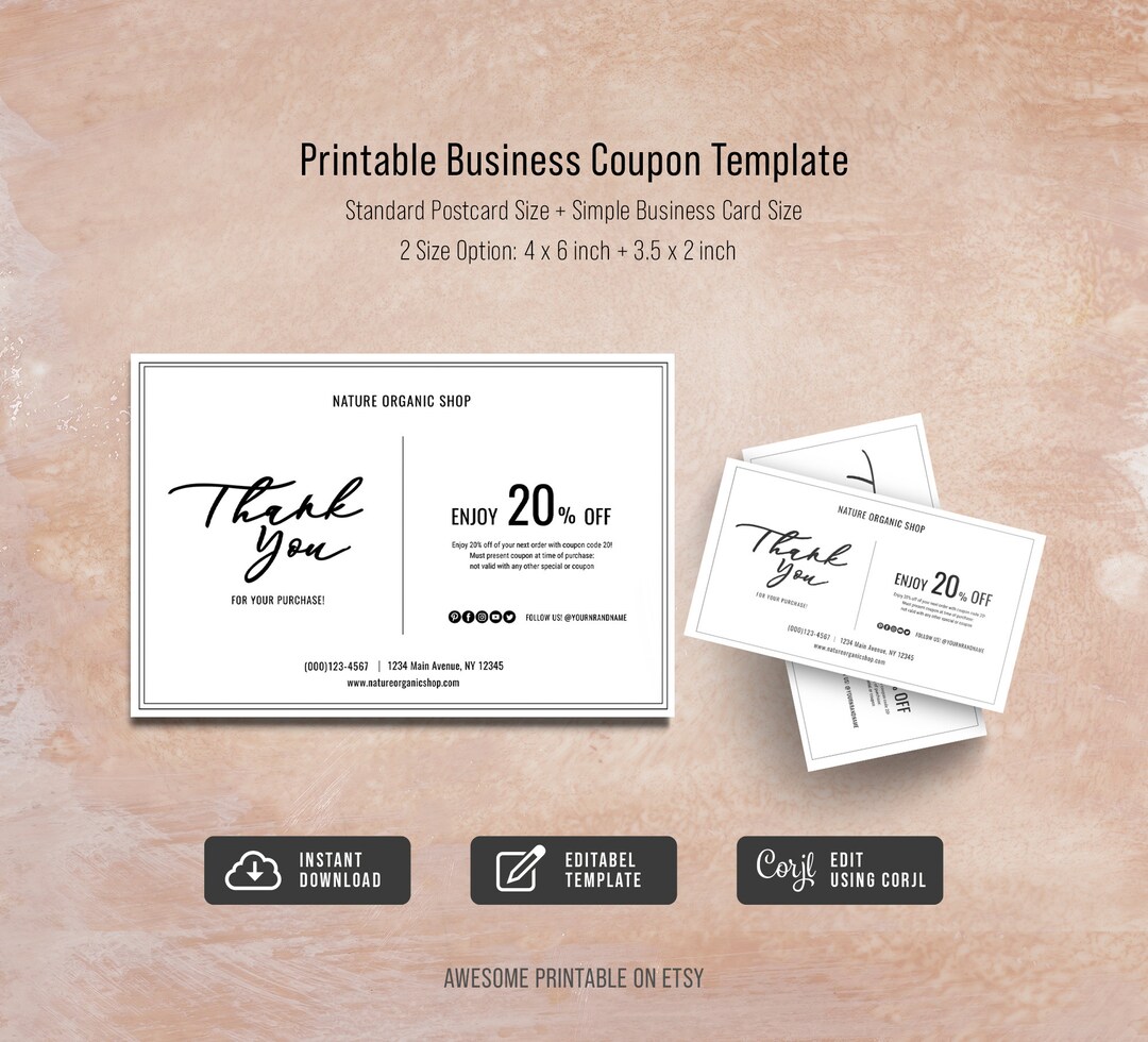 Printable Business Coupon Template, Editable Coupon Template, DIY ...