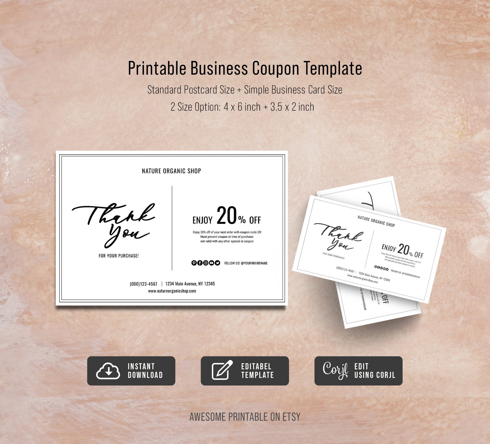 Luminans klamre sig Duke Printable Business Coupon Template Editable Coupon Template - Etsy